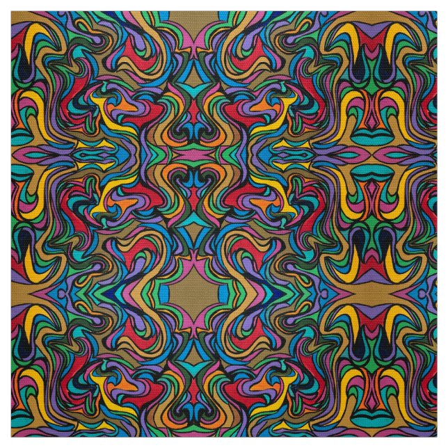 Blustery Day-Bold Colourful Abstract Pattern Fabric (Swatch)