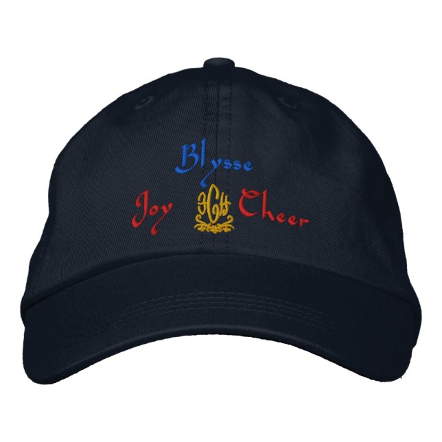 Blysse Name With English Meaning Navy Embroidered Hat (Front)