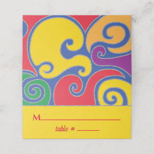 BM Bar an Bat Mitzvah Colourful Swirls Place Cards