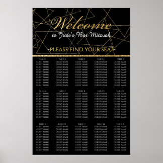 BM Bar and Bat Mitzvah Gold Stars Seating Chart
