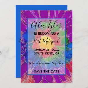 BM Bar Bat Mitzvah Colourfully Elegant Save The Date