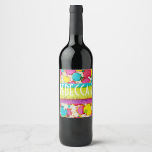 BM Bar Bat Mitzvah Confetti Wine Bottle Label