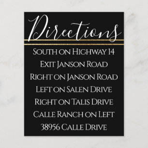 BM Bar Bat Mitzvah Elegant Gold Direction Card