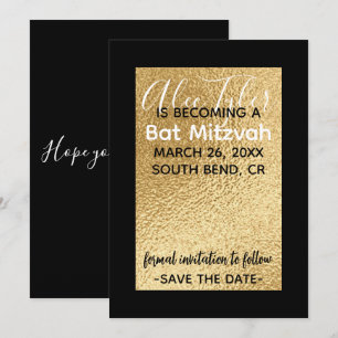 BM Bar Bat Mitzvah Elegant Gold Save The Date