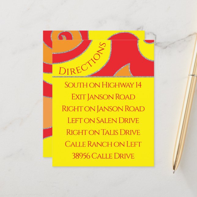 BM Bar Bat Mitzvah Enclosure/Direction Card Swirl (Front/Back In Situ)