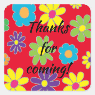 BM Bar Bat Mitzvah Flowered Square Sticker