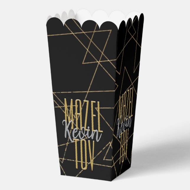 BM Bar Bat Mitzvah Gold Stars Favour Box (Front)