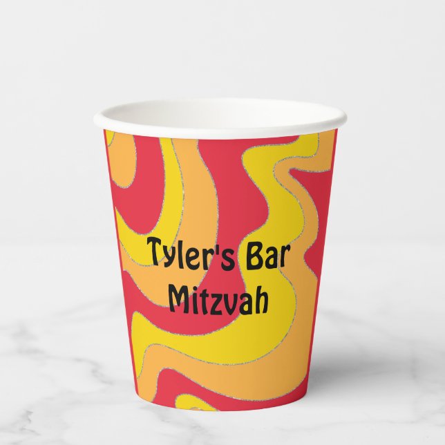 BM Bar Bat Mitzvah Paper Cup Hippie Waves (Front)