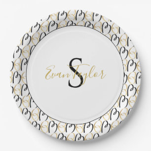 BM Bar Bat Mitzvah Paper Plate Elegant Gold Black
