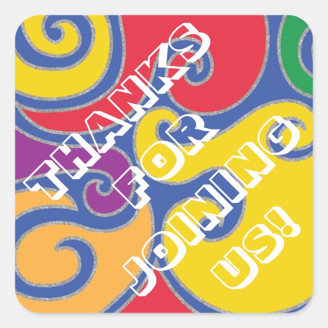 BM Bar Bat Mitzvah Silvery Swirls Square Sticker (Front)