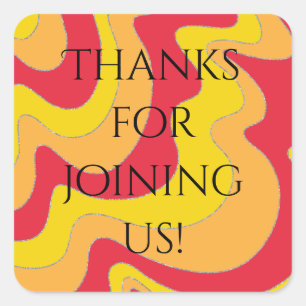 BM Bar Bat Mitzvah Stickers Square Glittery Waves