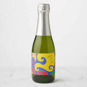 BM Bar Bat Mitzvah Swirls Mini Sparkling Wine Label