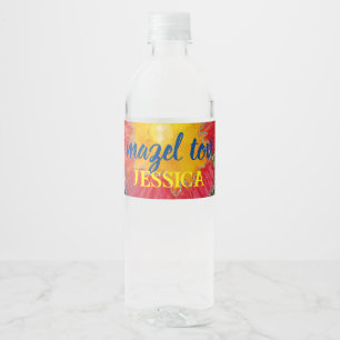 BM Bar Bat Mitzvah Tie Dye Water Bottle Label