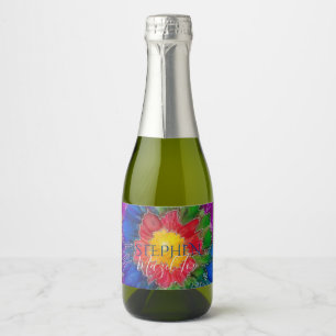 BM Bar Bat Mitzvah Tie Dyed Mini Sparkling Wine Label