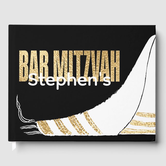 BM Bar Mitzvah Elegant Gold Guest Book (Front)