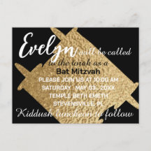 BM Bar or Bat Mitzvah Black N Gold Torah