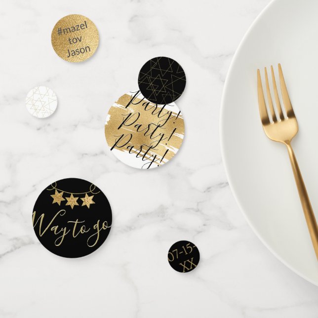 BM Bar or Bat Mitzvah Confetti Elegant Gold Stars (Group)