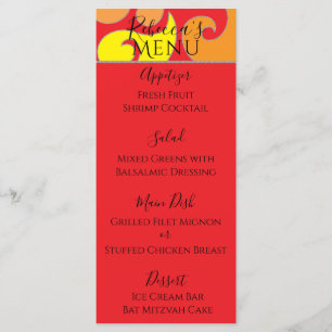 BM Bat  Bar Mitzvah 1960's Style Design Food Menu