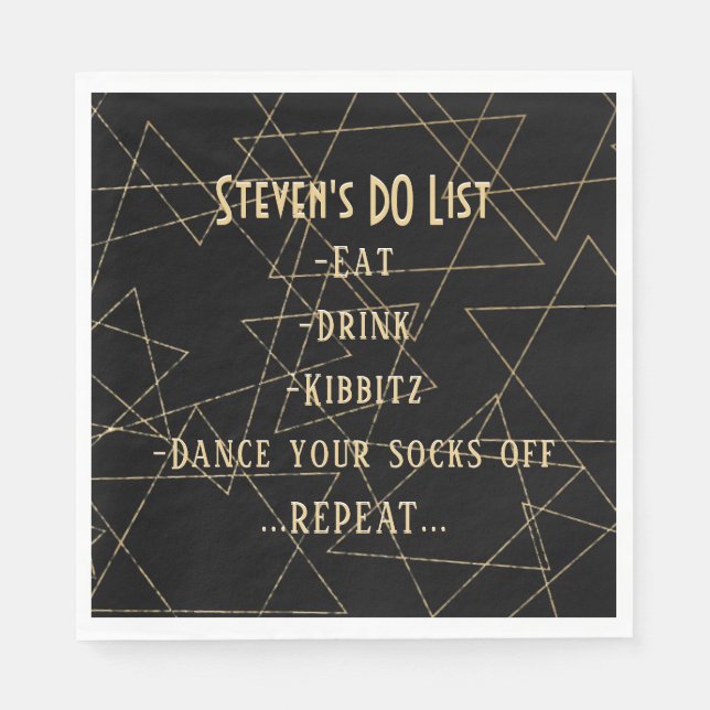 BM Bat Bar Mitzvah Gold Stars Napkin (Front)