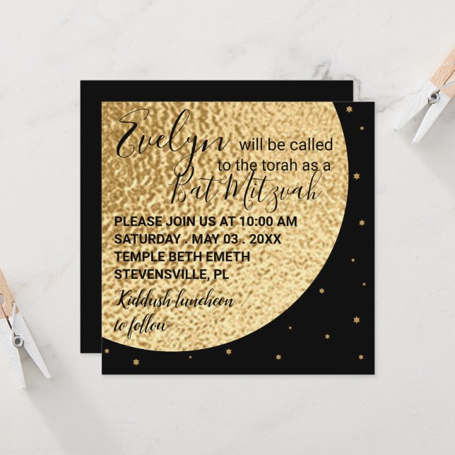 BM Bat Bar Mitzvah Of this World 2 Square Invite (Front/Back In Situ)