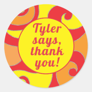 BM Bat Bar Mitzvah Sticker Round Colourful Swirls