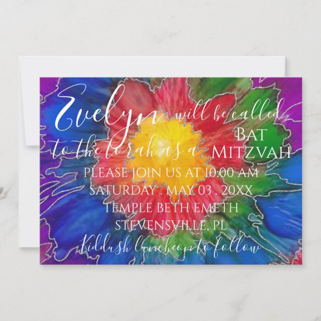 BM Bat Mitzvah Bar Mitzvah Colourful Invitation (Front)