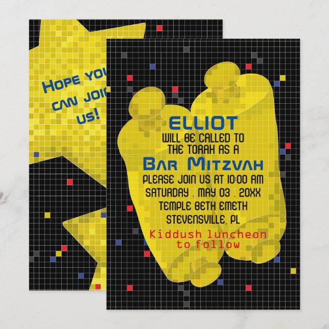 BM Bat Mitzvah Bar Mitzvah Game On Invitation (Front/Back)