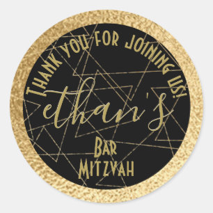 BM Bat Mitzvah Bar Mitzvah Gold Stars Classic Round Sticker