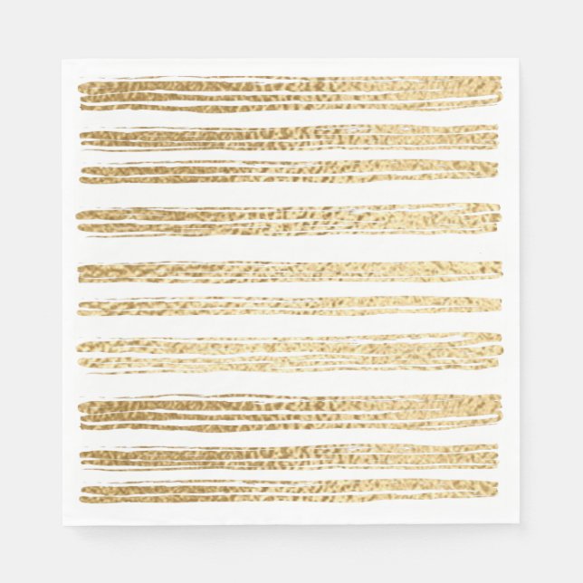 BM Bat Mitzvah or Bar Mitzvah Gold Striped Napkin (Front)