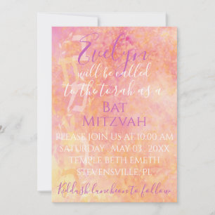 BM Bat N Bar Mitzvah Flowery Subtle Invitation