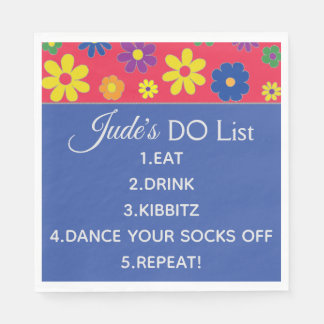 BM Bat or Bar Mitzvah Flowered Napkins