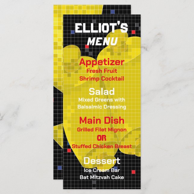 BM Bat or Bar Mitzvah GAME ON Food Menu (Front/Back)