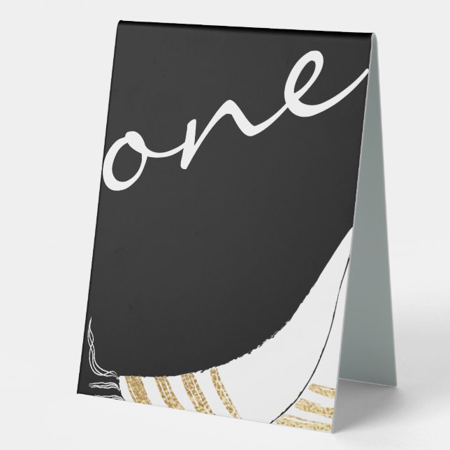 BM Bat or Bar Mitzvah Gold Black Tallit Tent Sign (Front)