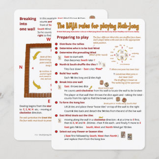 BMJA rules card – Preparing to play