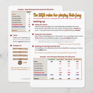 BMJA rules card  – Settling up