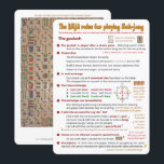BMJA rules card – The goulash<br><div class="desc">This card just explains how to play the goulash... . You may wish to have this if you do not want the “Playing the game” cards... . The Symbolic Square on the reverse of the card shows all the tiles in the Mah-Jong set that I used to illustrate the rules....</div>