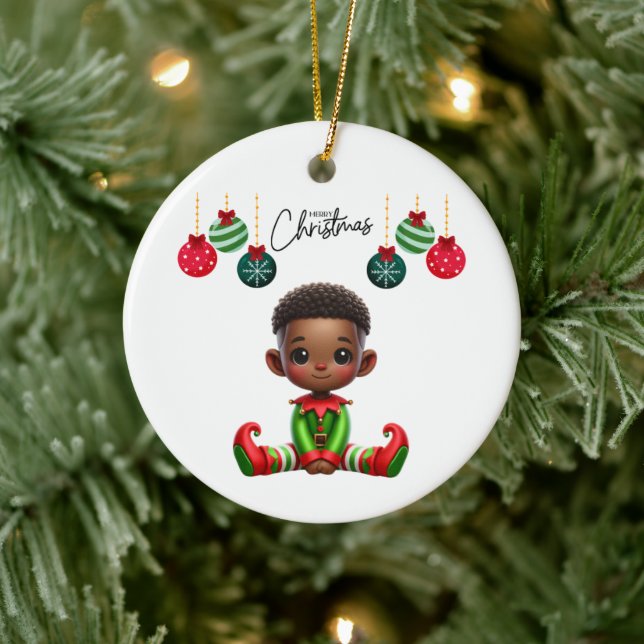BMSC Christmas Elf Ornament, V1 Ceramic Tree Decoration (Tree)