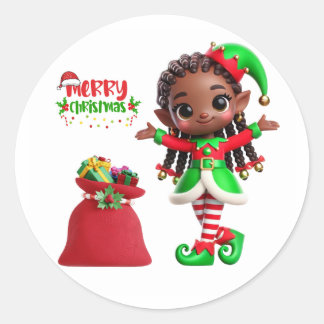 BMSC Santa's Little Helper Elf Sticker, V2  Classic Round Sticker