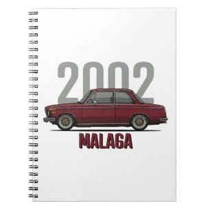 BMW 2002 Malaga Red Classic Car Notebook