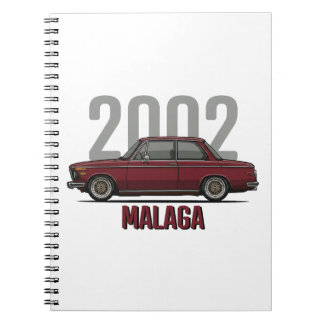 BMW 2002 Malaga Red Classic Car Notebook