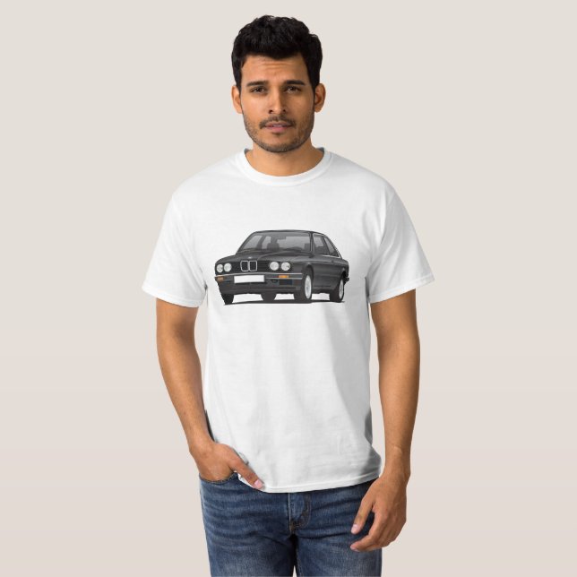 BMW E30 (3-series), black illustration, t-shirt (Front Full)