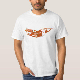 bmw e30 on flame t shirt