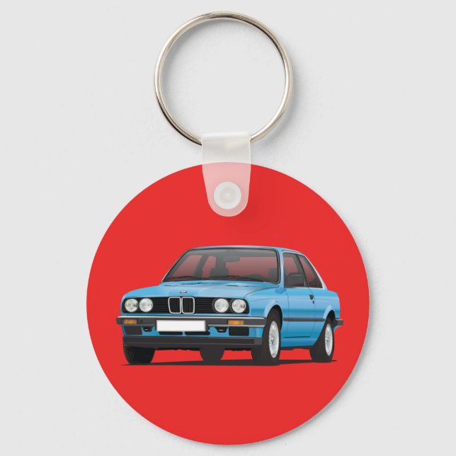 BMW E30 silver blue Key Ring (Front)