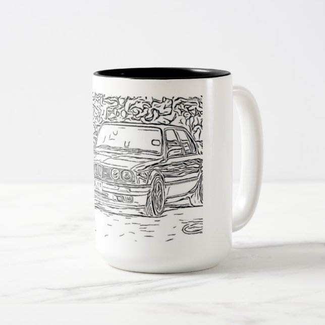 BMW E30 sketch 2 Two-Tone Coffee Mug (Front Right)