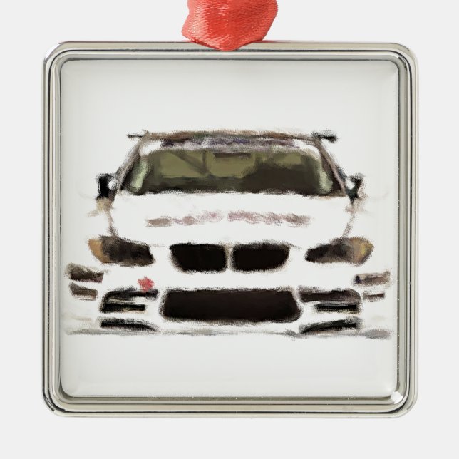 BMW M3 Racing Car Hand Painted Art Brush Template Metal Tree Decoration (Front)