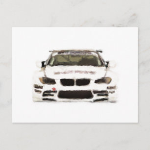 BMW M3 Racing Car Hand Painted Art Brush Template Postcard