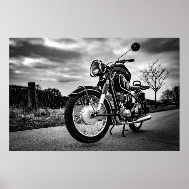 BMW Motorcycle black & white Poster (Front)