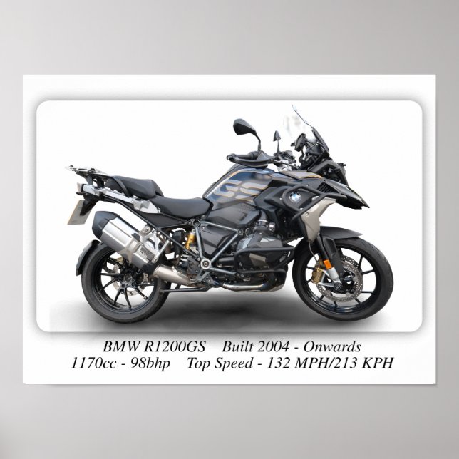 BMW R1200GS Motorcycle - A3 Size Print Poster (Front)