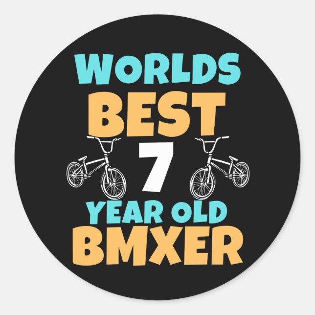 BMX 7 Year Old Birthday Party Costume Classic Round Sticker (Front)
