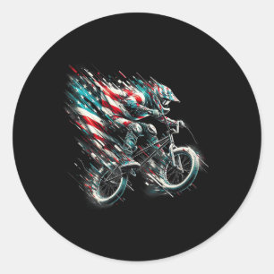 Bmx American Flag Usa - Bmx Vintage Distressed Bmx Classic Round Sticker